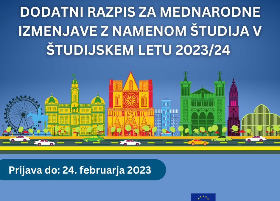 Dodatni razpis za mednarodne izmenjave z namenom študija v študijskem letu 2023/2024 v okviru programa Erasmus+ KA131