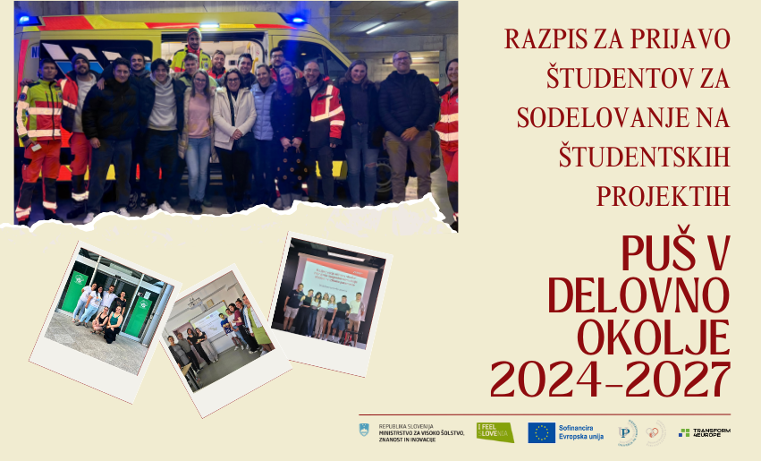 Razpis za prijavo študentov za sodelovanje na študentskih projektih PUŠ v delovno okolje 2024–2027