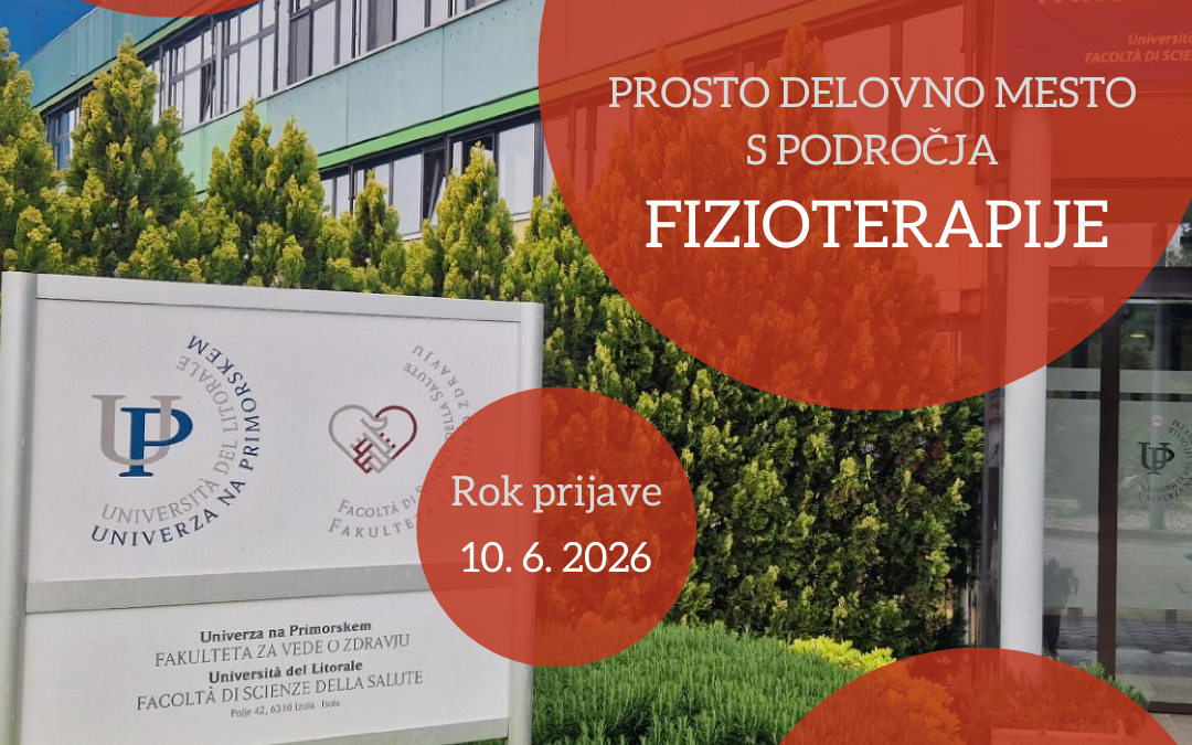 Prosto delovno mesto: Asistent za področje “Fizioterapija”