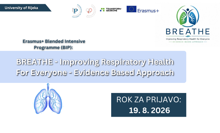 Erasmus+ kombinirani intenzivni program (KIP): BREATHE – Improving Respiratory Health For Everyone – Evidence Based Approach