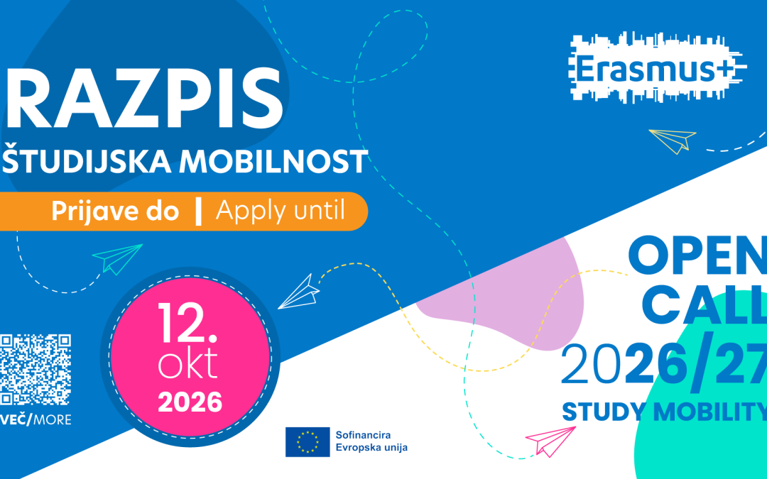 Dodatni razpis za mednarodne izmenjave z namenom študija v študijskem letu 2026/2027 v okviru programa Erasmus+ KA131